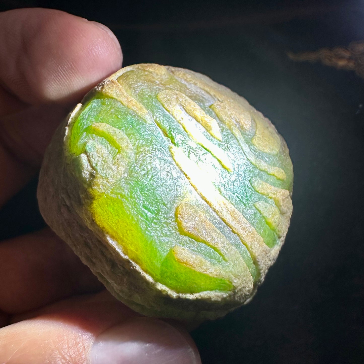 Natural Type A Jadeite | Yellow-Green Da Ma Kan Windowed Material | 117g | 43×41×34mm