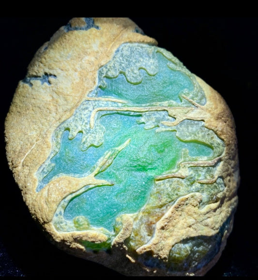 Natural Type A Jadeite | Yellow-Green Da Ma Kan Windowed Material | 841g | 124×83×54mm