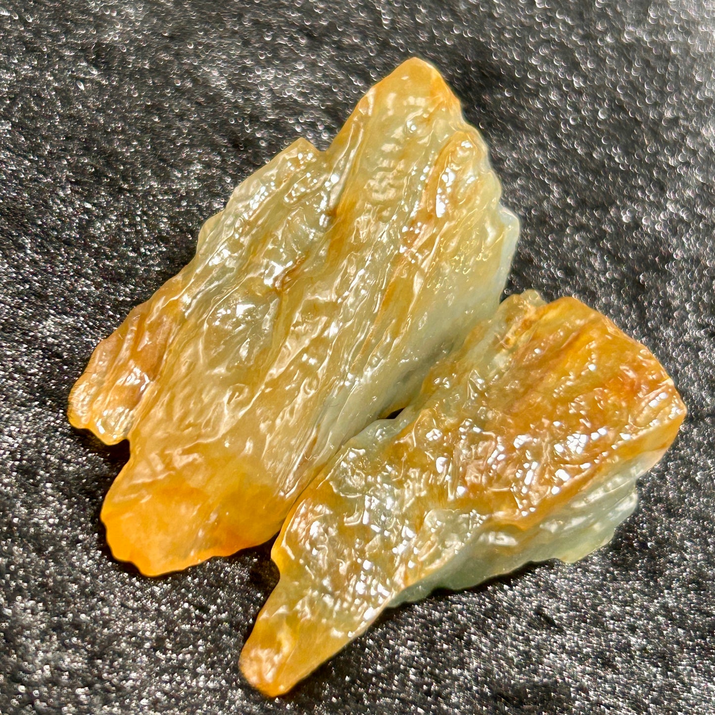 Natural Type A Jadeite | Water Stone Ice Floating Jadeite Slab (Two Pieces) | 57g & 29g | 67×27×21mm & 58×24×17mm