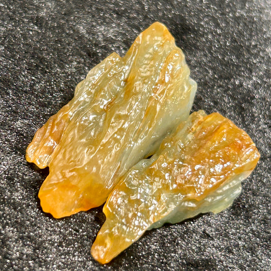 Natural Type A Jadeite | Water Stone Ice Floating Jadeite Slab (Two Pieces) | 57g & 29g | 67×27×21mm & 58×24×17mm