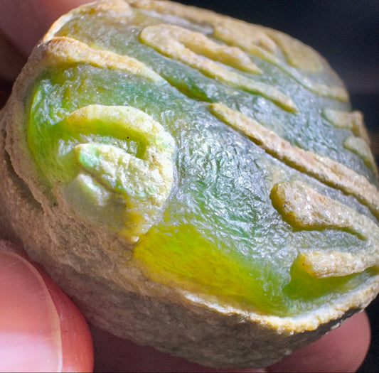 Natural Type A Jadeite | Yellow-Green Da Ma Kan Windowed Material | 117g | 43×41×34mm