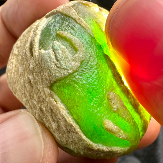 Natural Type A Jadeite | Yellow-Green Da Ma Kan Windowed Material | 117g | 43×41×34mm
