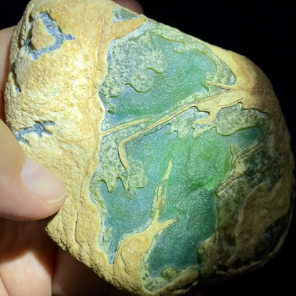 Natural Type A Jadeite | Yellow-Green Da Ma Kan Windowed Material | 841g | 124×83×54mm